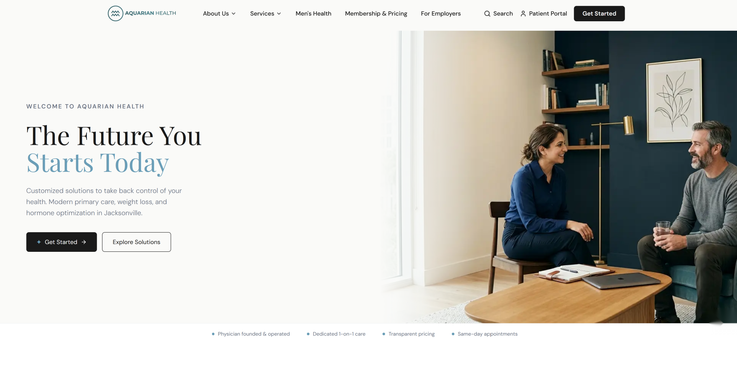 Aquarian Health website screenshot