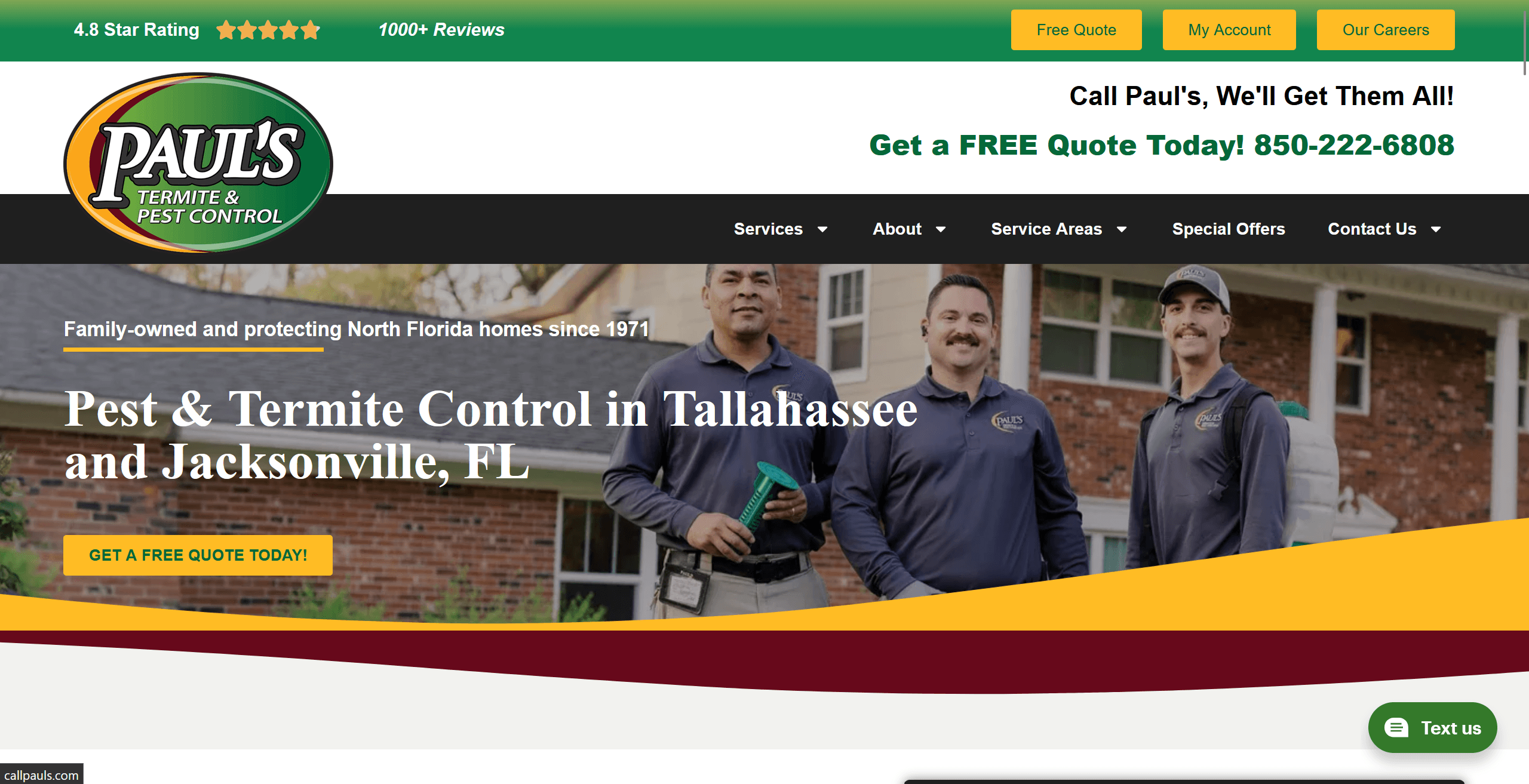 Call Paul's website screenshot